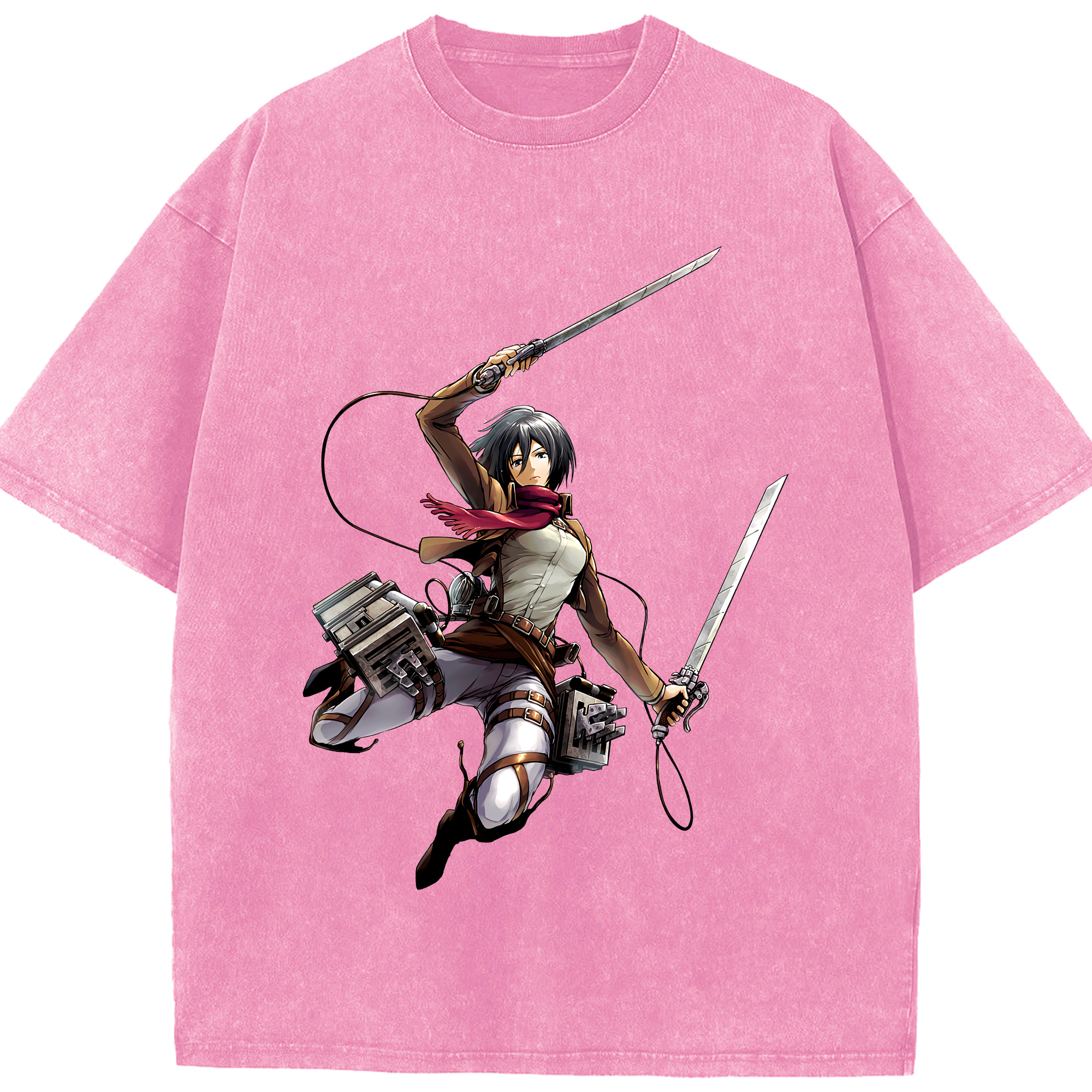 （画像用） 進撃の巨人 ミカサ·アッカーマン Attack on Titan Mikasa Ackerman 綿100% ヴィンテージ風 半袖Tシャツ（フロントプリント）